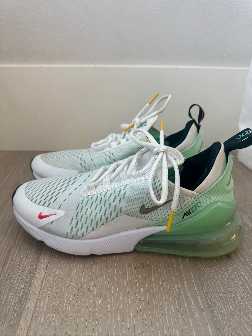 Nike Air Max 270 React Girls' Sneakers in Mint Green and White with Pink accents